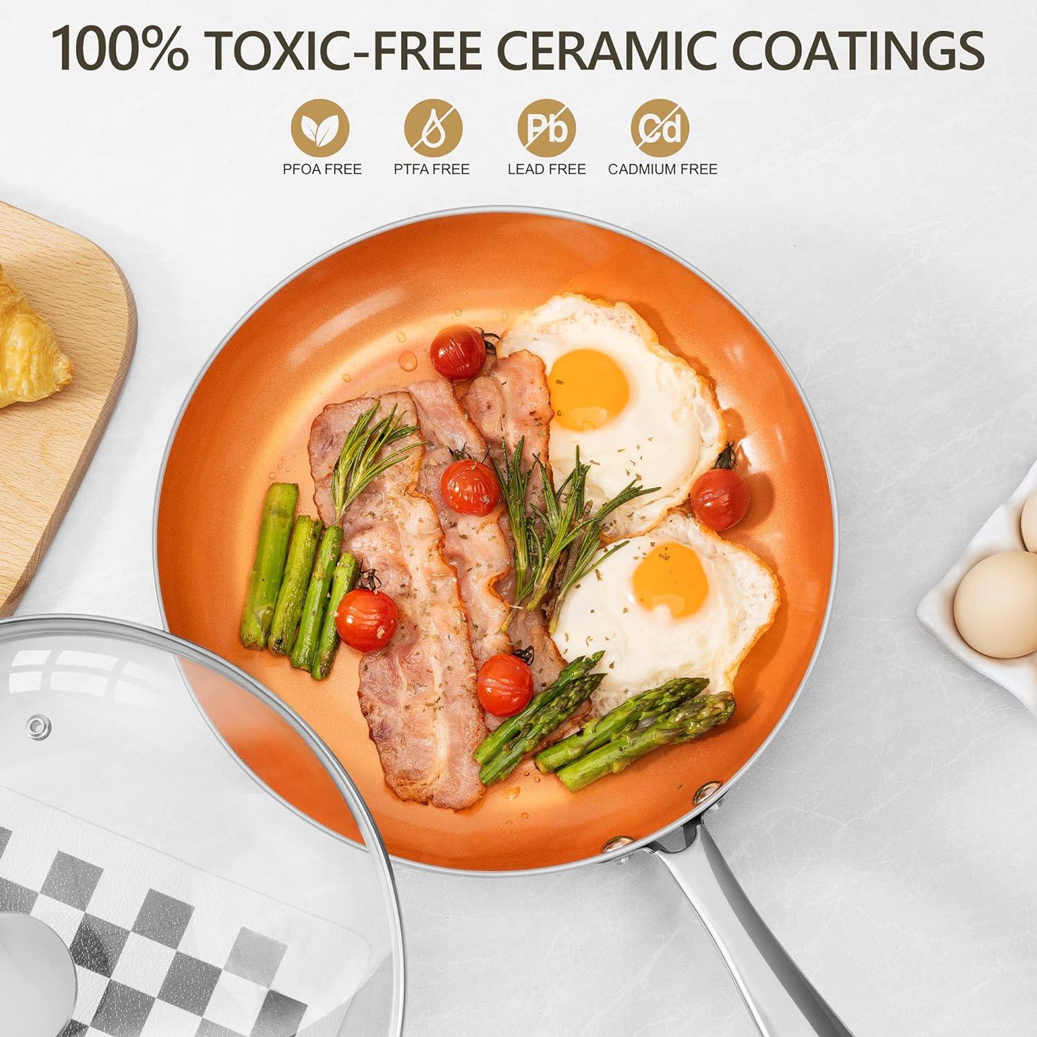 image:imageMICHELANGELO Sauce Pan Set 1 Quart amp 2 Quart amp 3 Quart Nonstick Frying Pan 10 Inch with Lid
