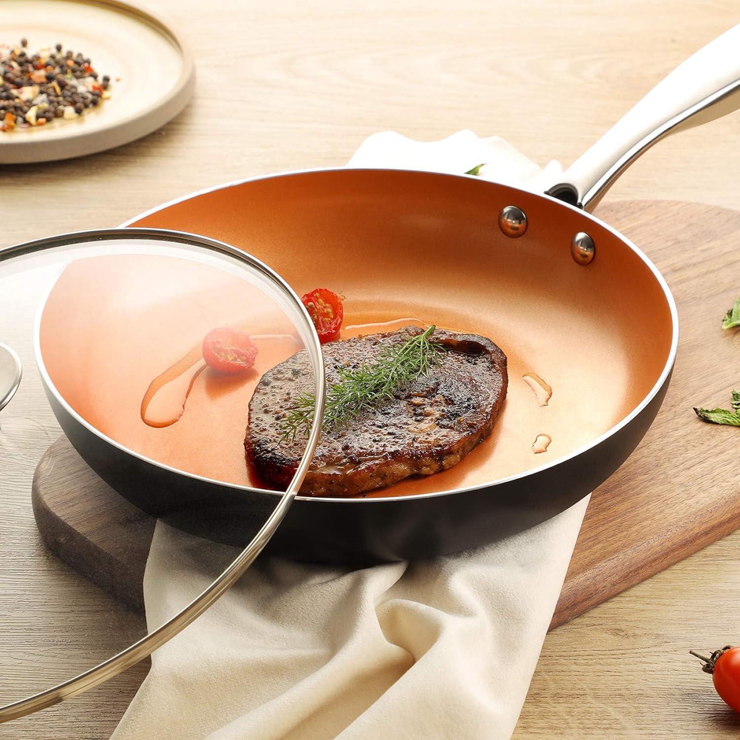 image:imageMICHELANGELO Sauce Pan Set 1 Quart amp 2 Quart amp 3 Quart Nonstick Frying Pan 10 Inch with Lid
