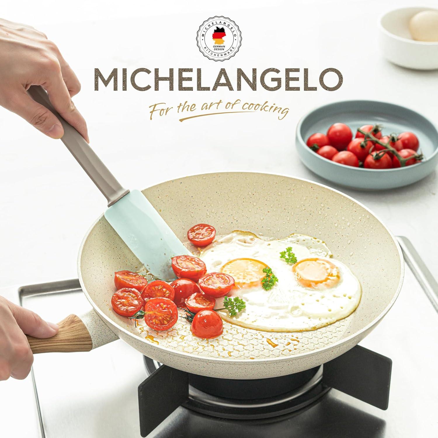 image:imageMICHELANGELO Sauce Pan with Lid 1QT2QT3QT 10 Inch Frying Pan with Nonstick Granite Coatings