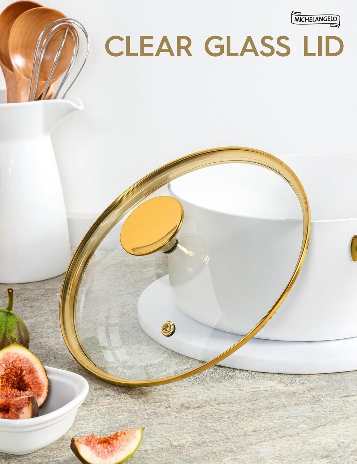 image:imageMICHELANGELO Sauce Pan with Lid Nonstick Ceramic Saucepan Set1Qt amp 2Qt amp 3Qt Small Pots with Ergonomic Handle Sauce Pans Sets Oven Safe WhiteWhite