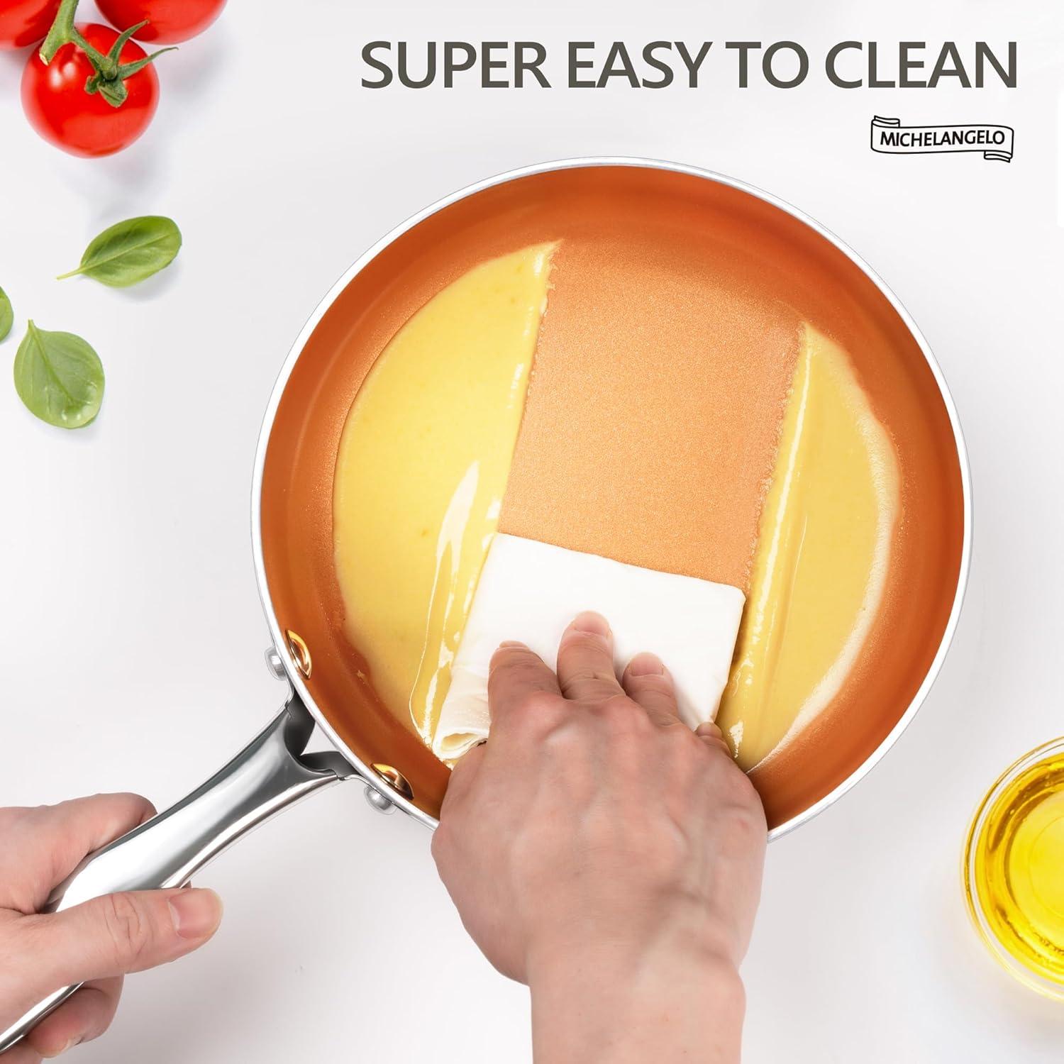 image:imageMICHELANGELO Sauce Pan with Lid Ultra Nonstick 3 Qt Saucepan with Lid 3 Quart Non Stick Pot Induction Compatible Ceramic Small Pot Copper1 Quarts