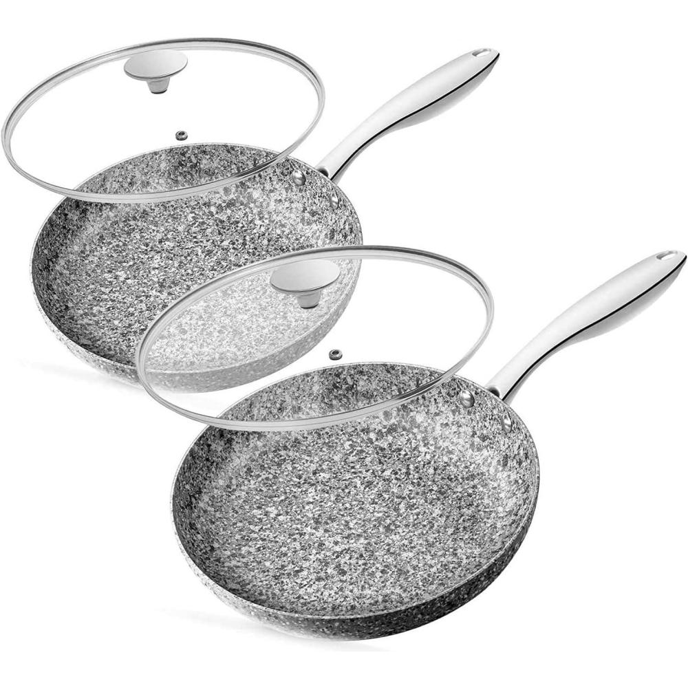 image:imageMICHELANGELO 10 Inch  12 Inch Frying Pan with Lid Nonstick Frying Pan with Non toxic StoneDerived Coating Induction Compatible