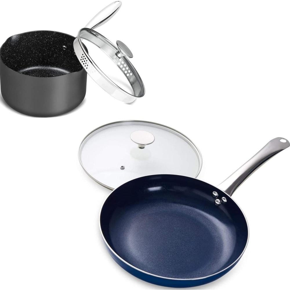 image:imageMICHELANGELO 3 Quart Saucepan with Lid and 10 Inch Frying Pan with Lid