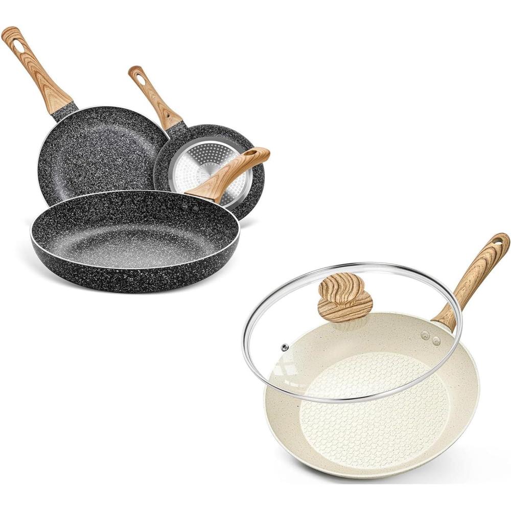 image:imageMICHELANGELO Frying Pan Set 89511 10 Inch Frying Pan with Nonstick Granite Coatings