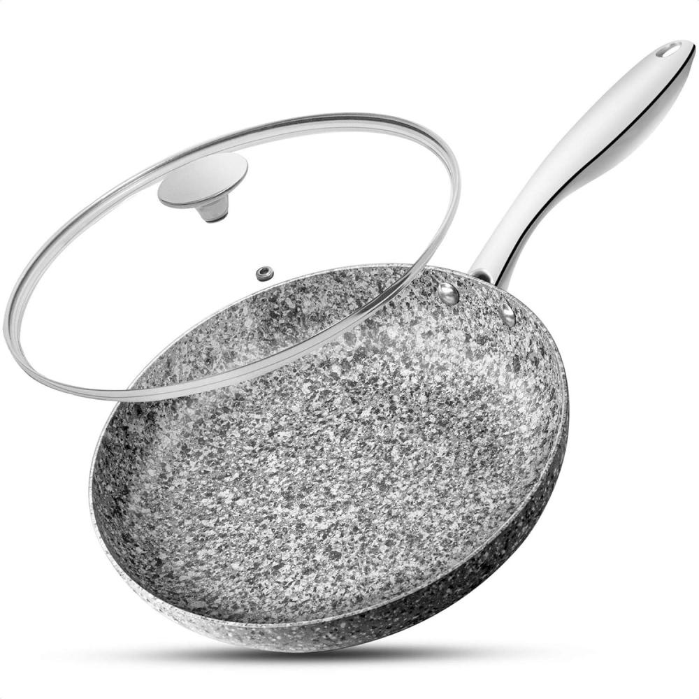 image:imageMICHELANGELO Nonstick Frying Pan Stone with Ultra Nonstick Granite Coating 11 Inch Frying Pan with Lid