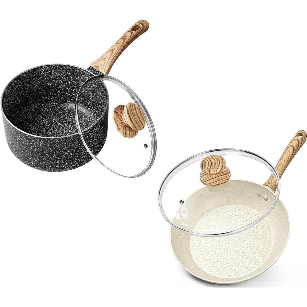 image:imageMICHELANGELO Sauce Pan with Lid 3 Quart 10 Inch Frying Pan with Nonstick Granite Coatings