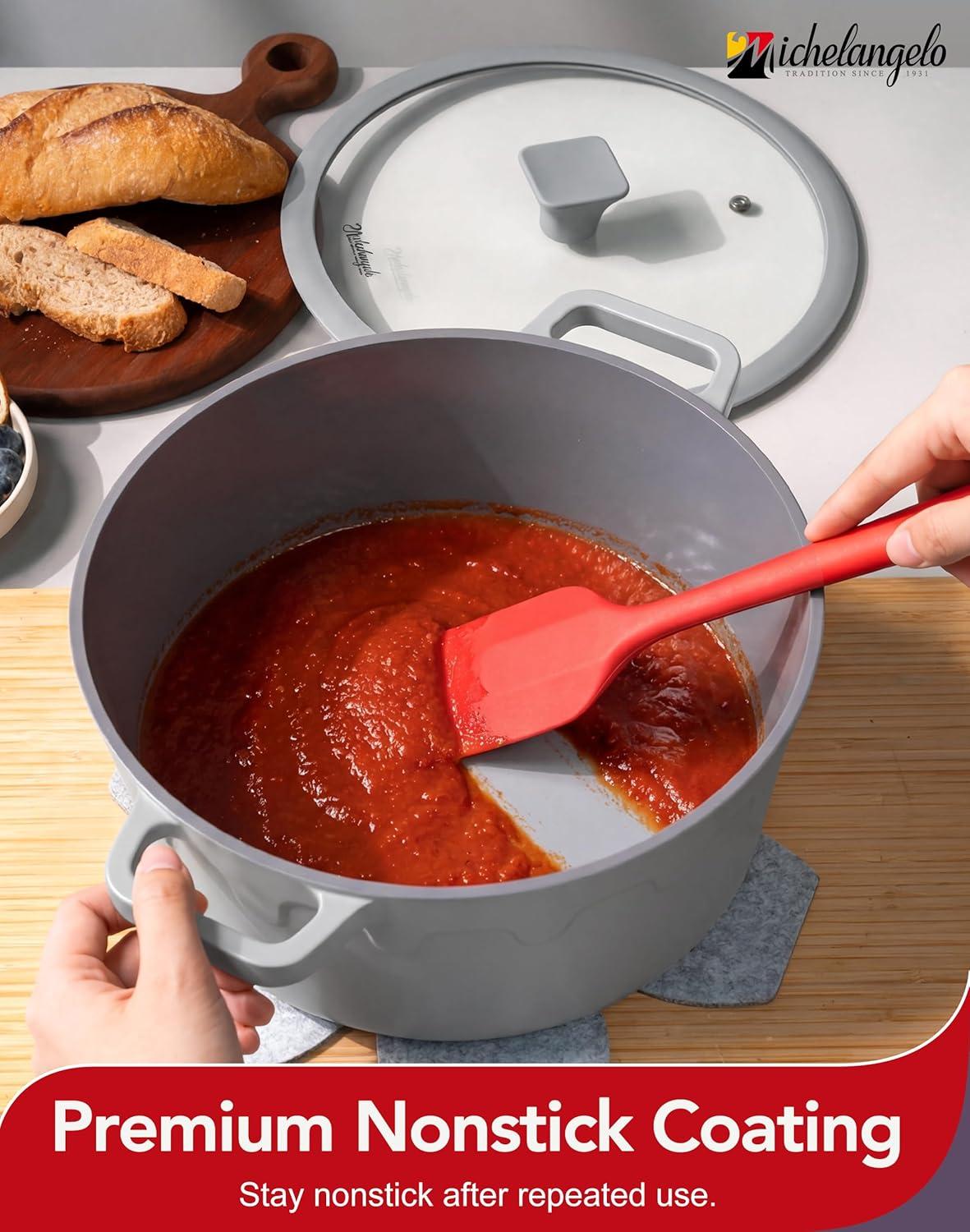 image:imageMICHELANGELO Ceramic Stock Pot with Lid Nonstick Soup Pot for Induction Cooktop 8Quart Non Stick Cooking Pots with Silicone Handle Covers amp PotHolder GreyGray