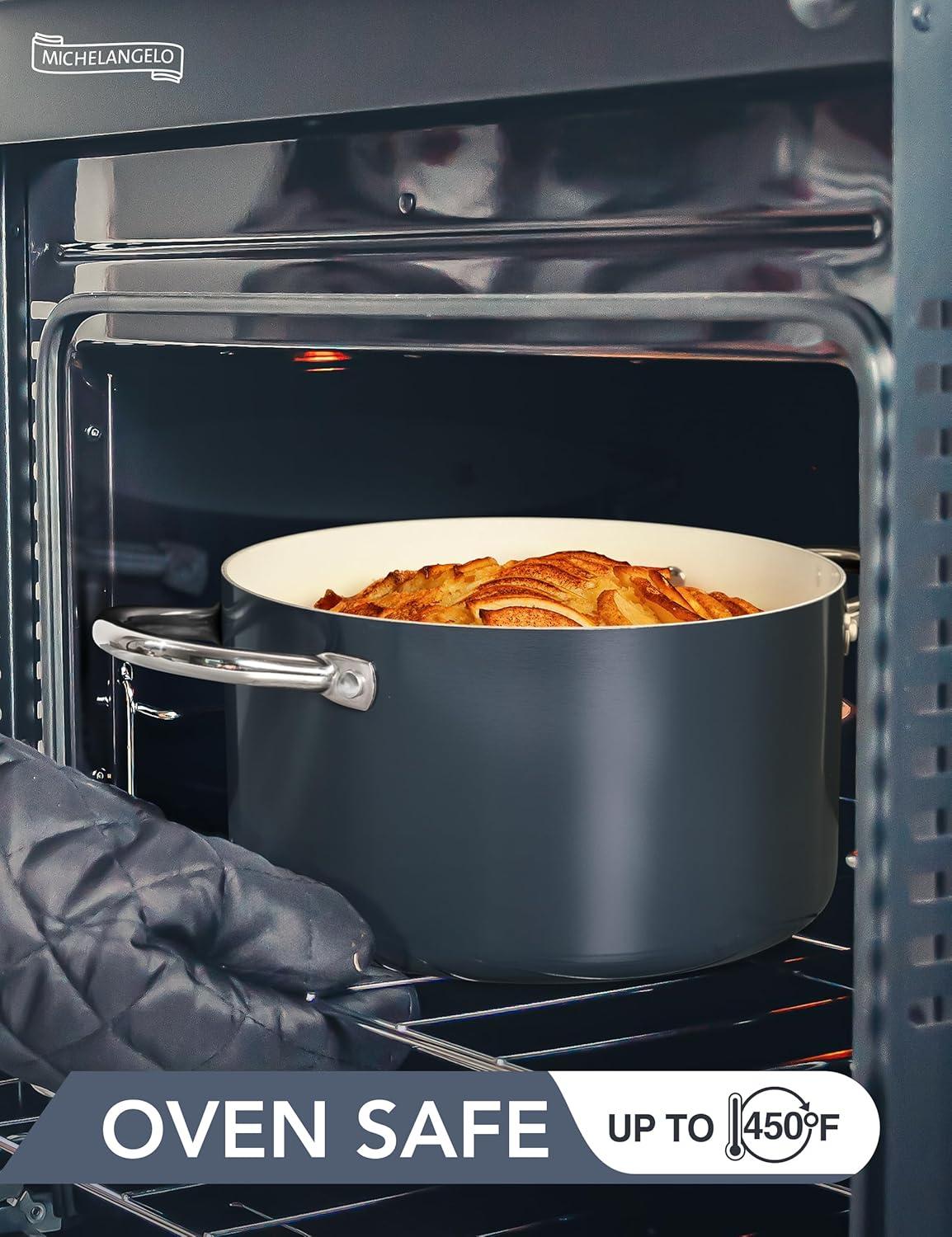 image:imageMICHELANGELO Stock Pot with Lid 6 Quart Cooking Pot with Ceramic Coating Nonstick Ceramic Soup Pot with Lid Induction Compatible 6QT Stockpot BluePurple