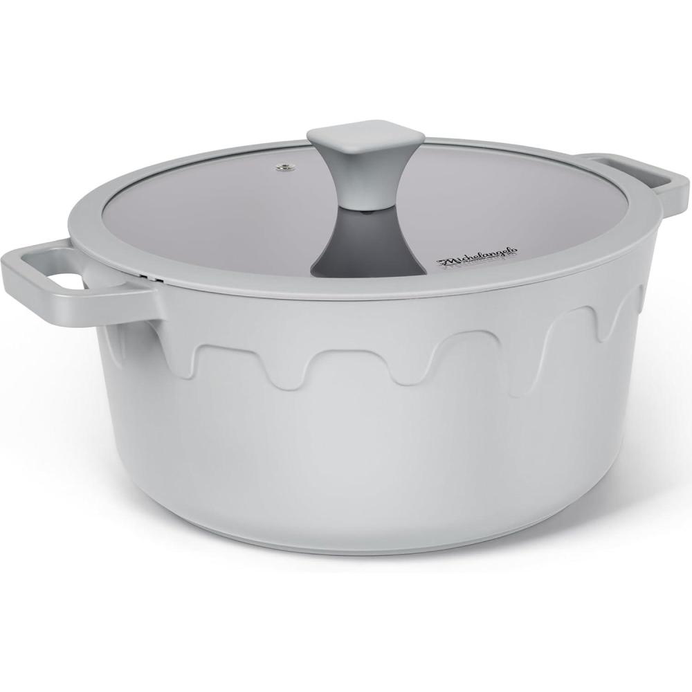 image:imageMICHELANGELO Ceramic Stock Pot with Lid Nonstick Soup Pot for Induction Cooktop 8Quart Non Stick Cooking Pots with Silicone Handle Covers amp PotHolder GreyGray