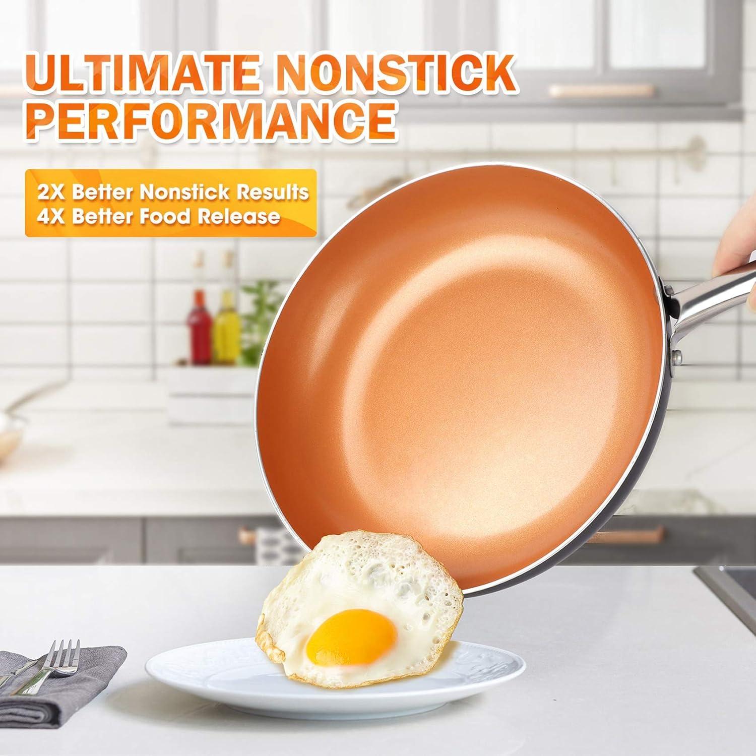 image:imageMICHELANGELO 1Qt amp 2Qt Saucepan with Lids 12 Inch Frying Pan Ceramic Nonstick Pan Set with Lid Small Nonstick Coppper Pan with Lid and Copper Pot and Pan
