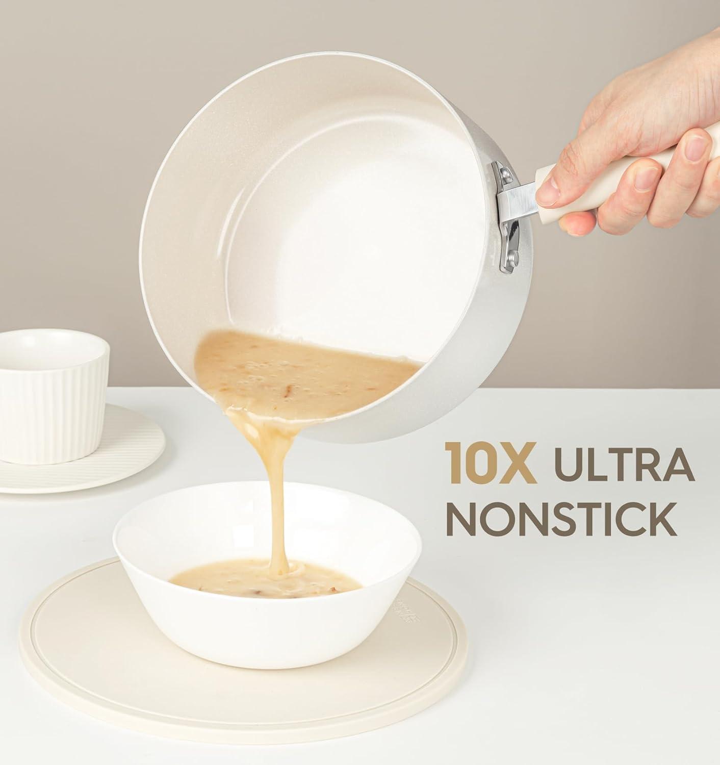 image:imageMICHELANGELO Sauce Pan Set 1 Quart amp 2 Quart Nonstick Ceramic Saucepan Set 1 QTamp 2QT amp3QT
