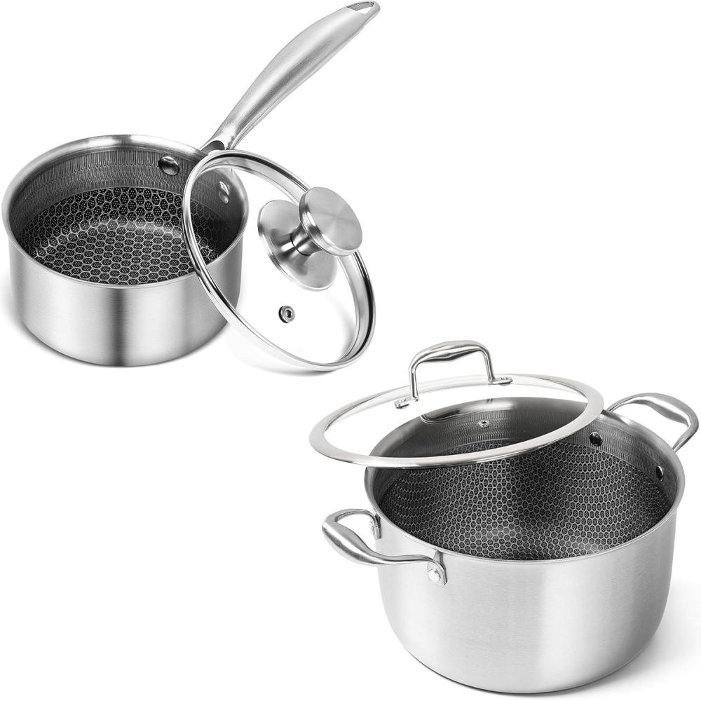 image:imageMICHELANGELO 1 Quart Saucepan with Lid Premium Triple Ply Stainless Steel Stock Pot 8Quart Stockpot with Lid