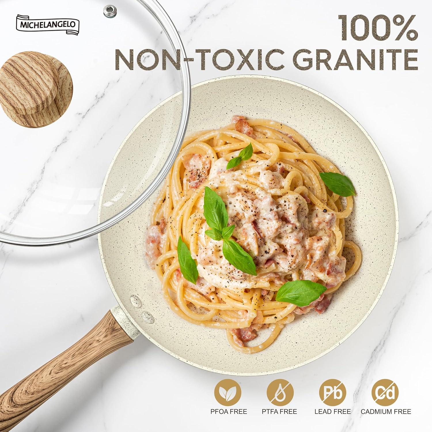 image:imageMICHELANGELO Stackable Pots and Pans Set 10 Piece 10 Inch Frying Pan with Nonstick Granite Coatings