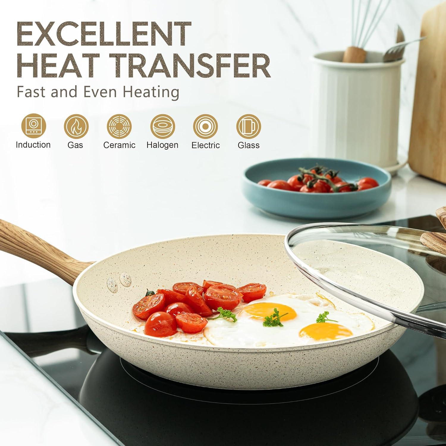 image:imageMICHELANGELO Stackable Pots and Pans Set 10 Piece 10 Inch Frying Pan with Nonstick Granite Coatings