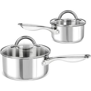 MICHELANGELO Saucepan Set 6pc, Triply Stainless Steel Sauce Pan with Lids 1QT & 2QT &3QT, Kitchen Cooking Pot for Home Use, Dishwasher Safe & Induction Compatible(Tri-Ply Bottom)