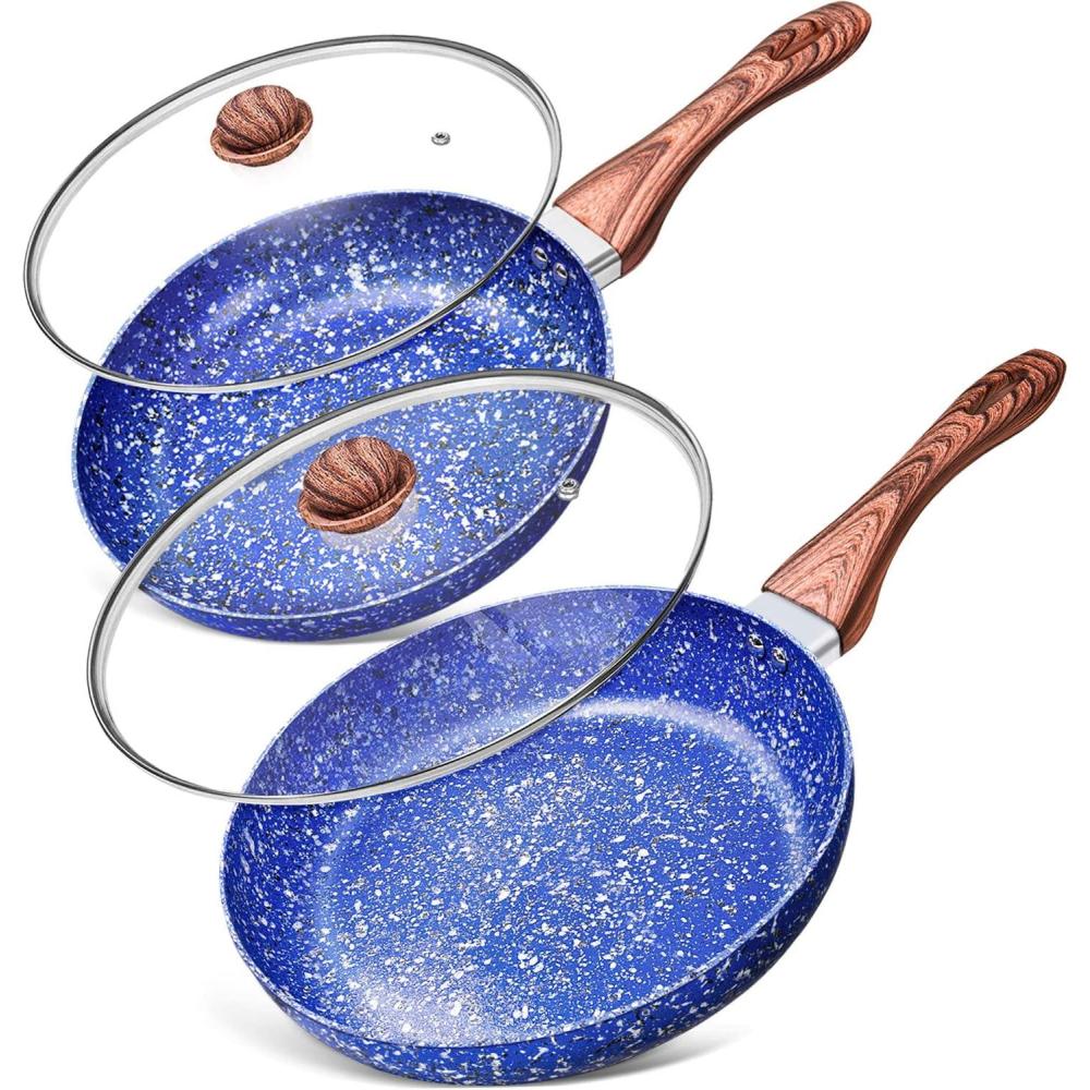 image:imageMICHELANGELO Frying Pan Set with Lid 95 amp 11 Fry Pan Set with APEO amp PFOAFree StoneDerived Interior Nonstick Frying Pans Granite Fry Pans Nonstick Skillets Set Induction Compatible9511 Inch
