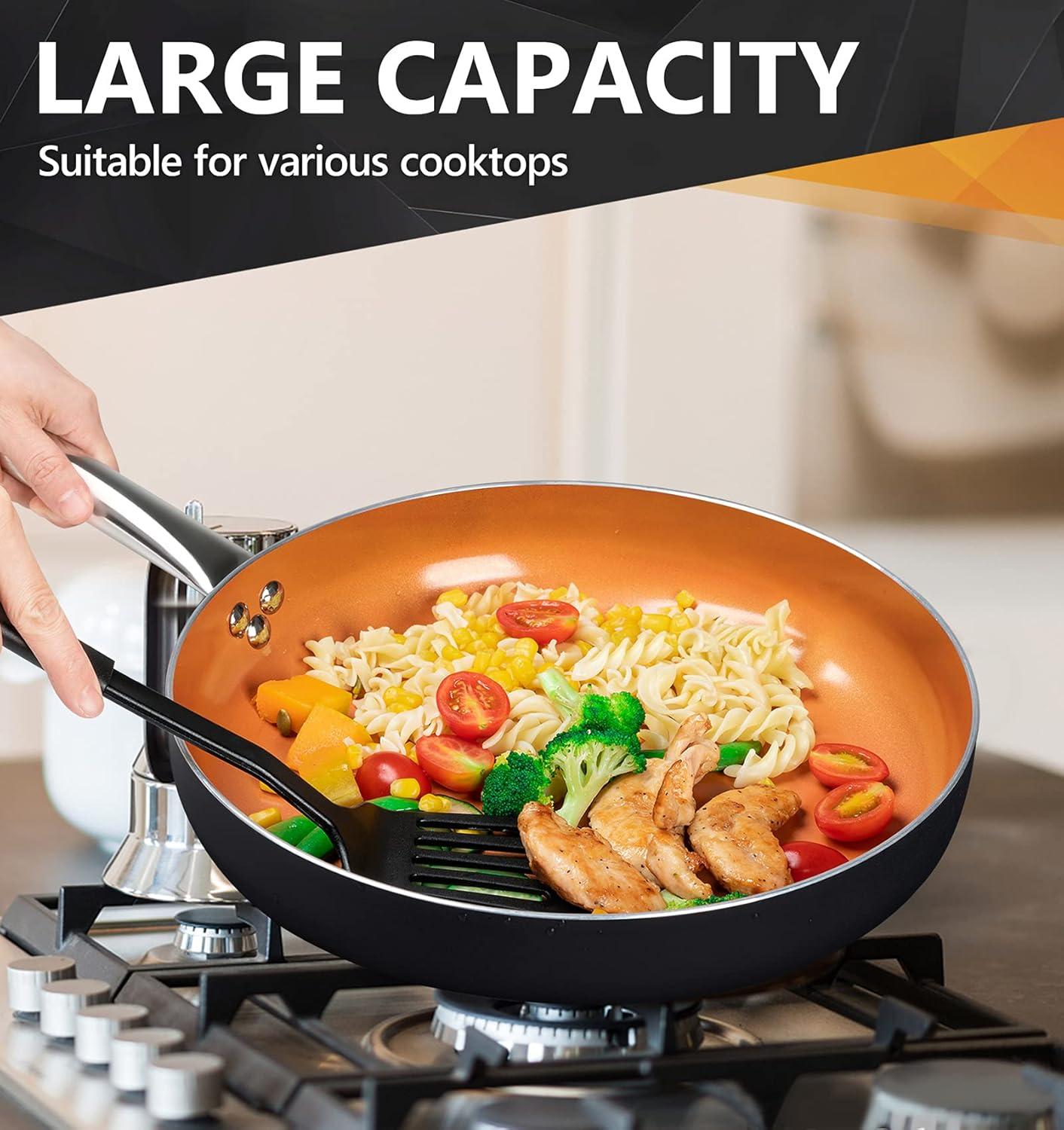 image:imageMICHELANGELO 12 Inch Frying Pan with Lid Nonstick Copper Frying Pan with Ceramic Coating Nonstick Skillet with Lid Large Frying Pan Copper Pan Nonstick Fry Pan 12 Inch Induction Compatible12