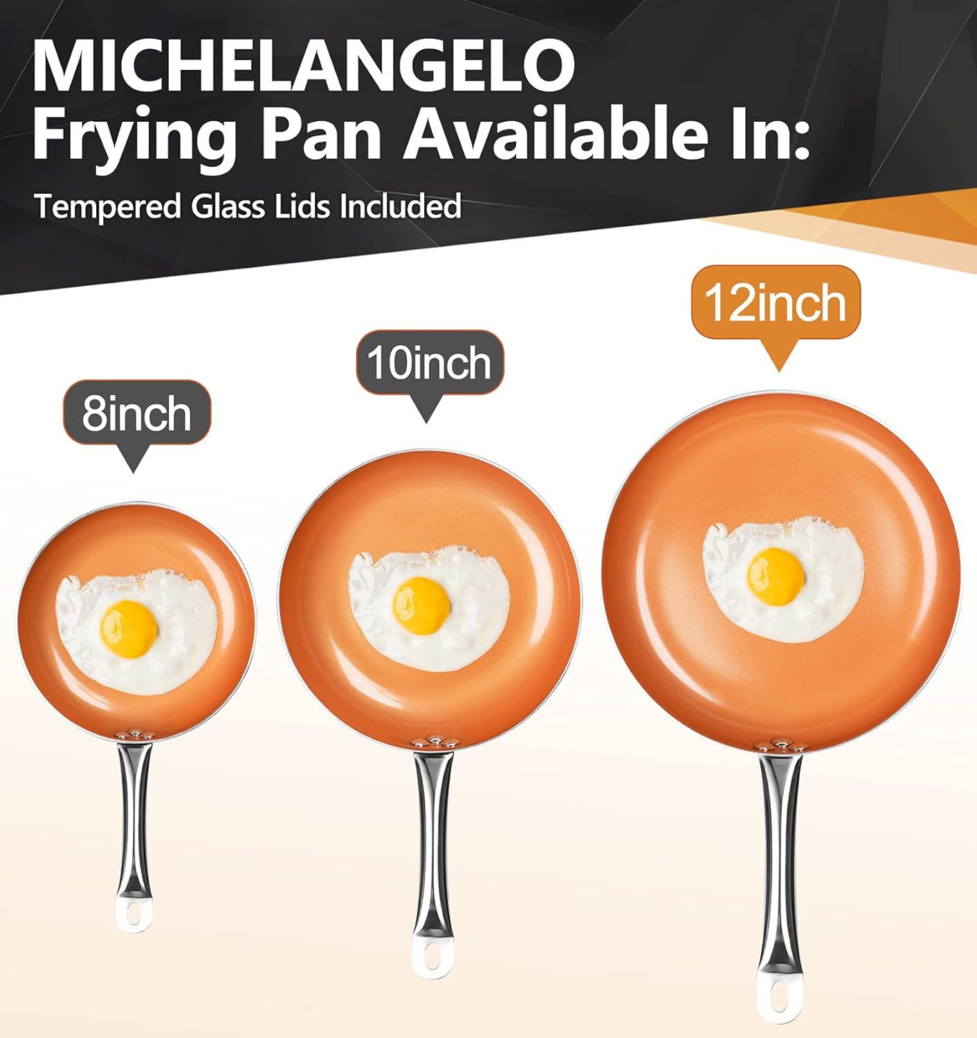 image:imageMICHELANGELO 12 Inch Frying Pan with Lid Nonstick Copper Frying Pan with Ceramic Coating Nonstick Skillet with Lid Large Frying Pan Copper Pan Nonstick Fry Pan 12 Inch Induction Compatible12